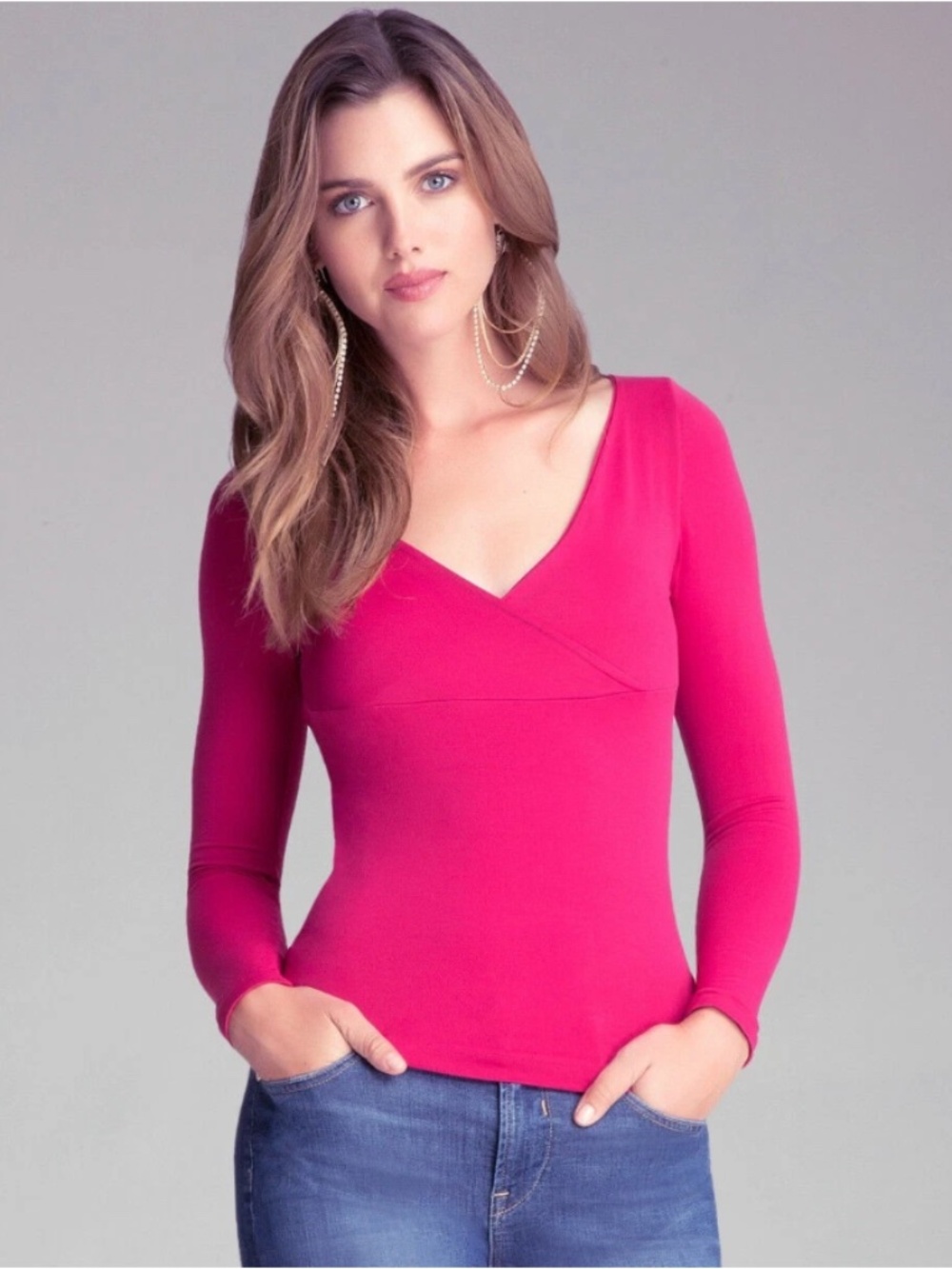 NWT Bebe v neck wrap long sleeve top size m